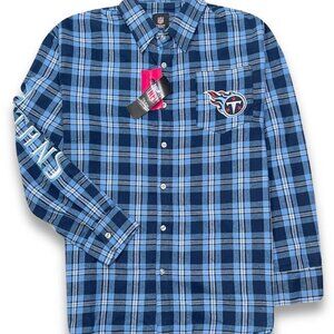 FOCO NFL Tennessee Titans Logo Men's Long Sleeve Flannel Shirt Size 2XL